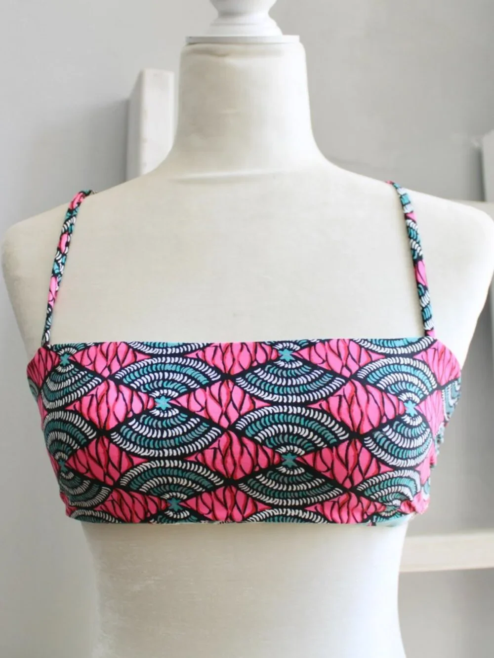 Billabong Floral Bandeau Bikini Top Reversible Colorful Size Small